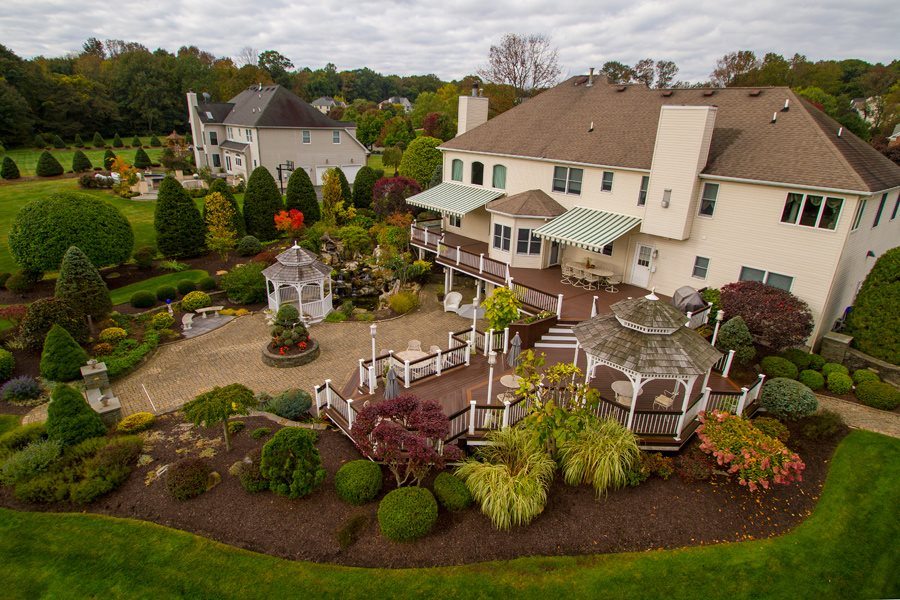 Aerial View of Huge Backyard Landscaping Project in Randolph NJ