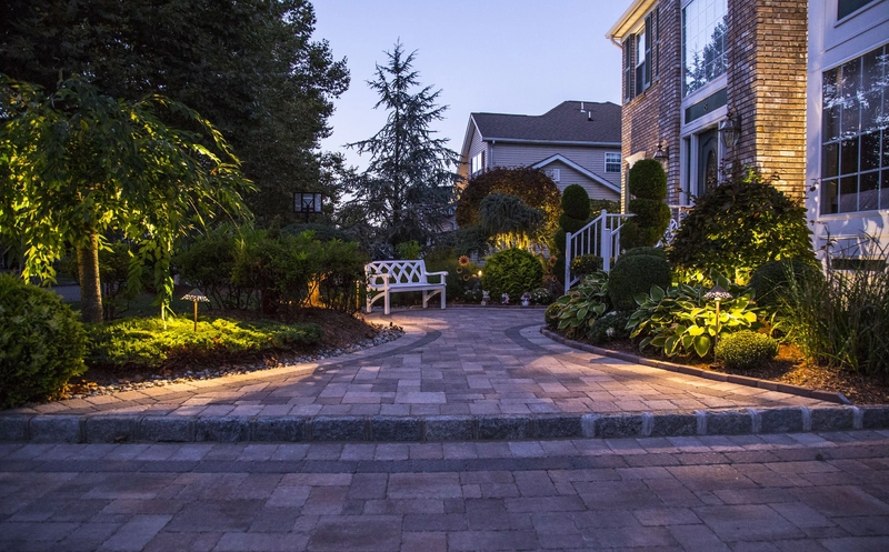 Luxury residential landscape with mature plantings and professional landscape maintenance in Morris County NJ